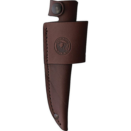 KOA00326FG 8" (20.32cm) overall. 3" (7.62cm) bead blast finish D2 tool steel blade. Black finger grooved SureGrip handle. Full tang. Lanyard hole. Brown leather belt sheath.