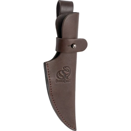 BVRBSH7 8.5" (21.59cm) overall. 3.5" (8.89cm) satin finish Scandi grind 1066 carbon steel blade. Walnut handle. Full tang. Lanyard hole. Brown leather belt sheath.