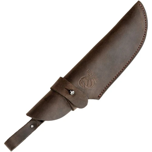 BVRBSH4 9.88" (25.1cm) overall. 5" (12.7cm) black coated 1066 carbon steel blade. Walnut handle. Full, extended tang. Lanyard hole. Brown leather belt sheath.