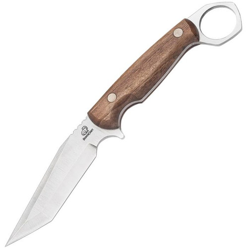 BVRCGK1 10.25" (26.04cm) overall. 4.75" (12.07cm) satin finish saber ground 1.4116 stainless tanto blade. Walnut handle. Full, extended tang. Finger ring. Brown leather belt sheath.