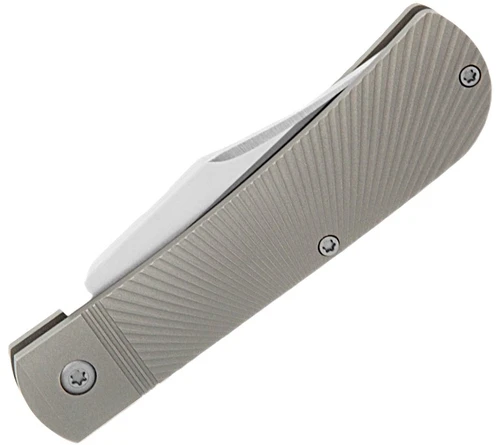 Jack Wolf Knives Benny's Clip Slipjoint Folding Knife CPM-S90V Two-Tone Clip Point Blade / Dark Blasted Starburst Pattern Titanium Handle