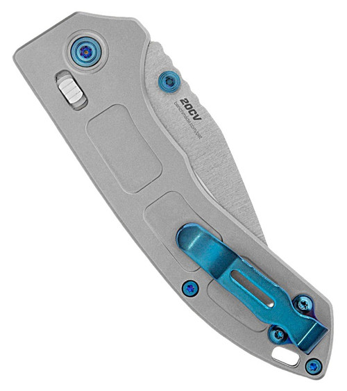 743 Mini Narrows AXIS Folding 2.98" CPM-20CV Satin Drop Point Blade, Gray Titanium Handle