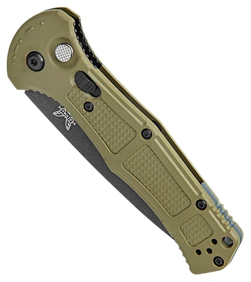 9070BK-03 Benchmade Auto Claymore, Ranger Green Grivory Handle, 3.6" 154CM Cobalt Black Drop Point Blade