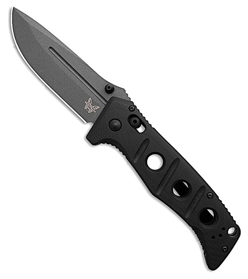 275GY-03 Shane Sibert Adamas Folding 3.78" MagnaCut Tungsten Gray Plain Drop Point Blade, Black G10 Handles, AXIS/Crossbar Lock, Ballistic Nylon Sheath