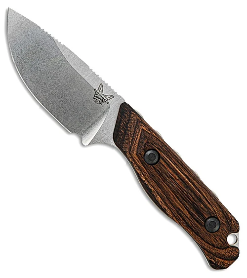 15017 Hunt Hidden Canyon Hunter Fixed Blade Knife 2.79" S30V Drop Point, Stabilized Wood Handle, Leather Sheath