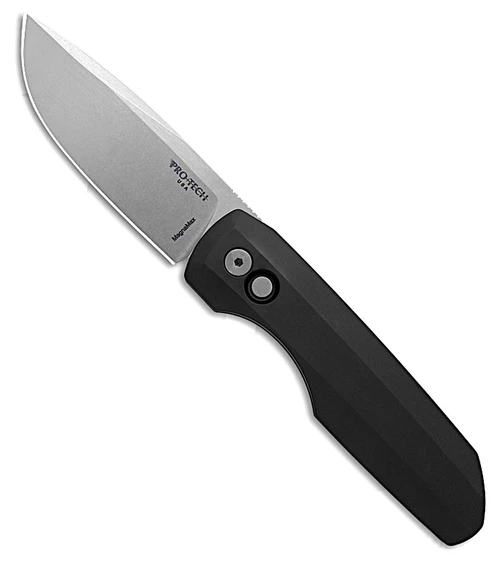 Pro-Tech Limited Vero Synapse Automatic Knife 3.45" MagnaMax Stonewashed Drop Point Blade, Black Aluminum Handle