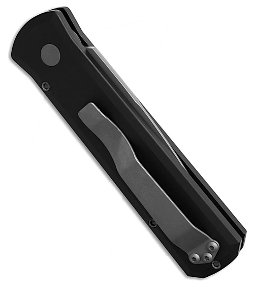 Pro-Tech Godson Automatic Knife Black Aluminum Handle, 154CM Bead Blasted Spear-Point Blade