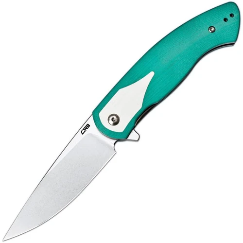 J1972GWH 4.5" (11.43cm) closed. 3.38" (8.59cm) stonewash finish AR-RPM9 stainless drop point blade. Green and white G10 handle. Extended tang. Pocket clip. Black nylon zippered storage case.