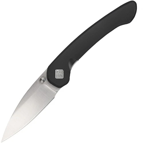 OCA42SLB 4" (10.16cm) closed. 2.75" (6.99cm) satin finish AUS-10A stainless blade. Black PVD coated stainless handle. Thumb stud.