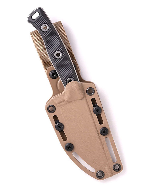 MCT9510BK6 8.25" (20.96cm) overall. 3.63" (9.22cm) stonewash finish Bohler M390MK stainless blade. Black G10 handle. Full tang. Lanyard hole. Tan Kydex belt sheath.
