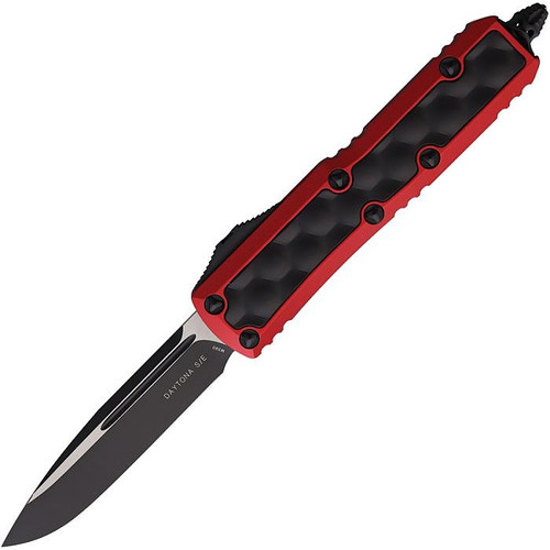 MCT1241RDBIS Automatic opening. 4.38" (11.13cm) closed. 3.13 " (7.95cm) two-tone finish premium steel blade. Red aluminum handle with black bubble aluminum insert. Lanyard hole. Glass breaker. Pocket clip.
