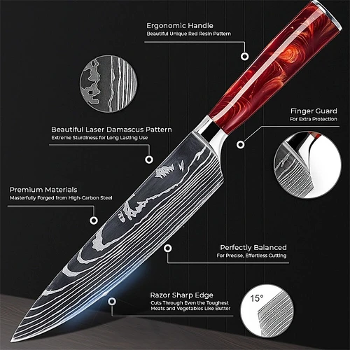 "Crimson" 16-Piece Complete Japanese Chef Knife Block Set