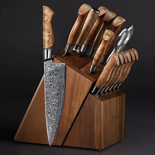 "Dynasty" 16-Piece Japanese Damascus Steel Knife Block Set
