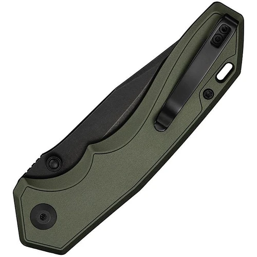 CE250933 4.63" (11.76cm) closed. 3.38" (8.59cm) black stonewash finish CPM S35VN stainless clip point blade. Forest green aluminum handle. Thumb stud. Lanyard hole. Pocket clip.