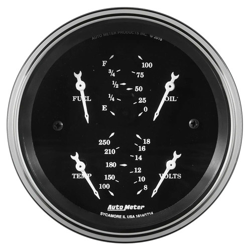 GAUGE DUAL FUEL & OILP 3 3/8IN 240E33F & 100PSI ELEC OLD TYME BLK 1713 - ATYG-1713