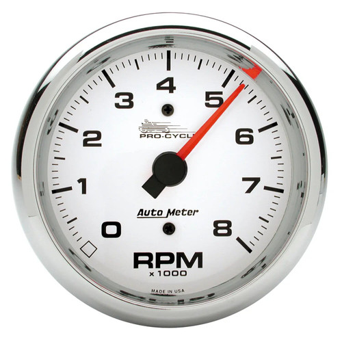 GAUGE TACH 3 3/4IN 8K RPM 2&4 CYLINDER WHITE PROCYCLE 19301 - ATYG-19301