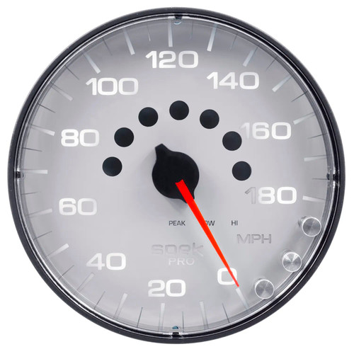 GAUGE SPEEDOMETER 5IN 180 MPH ELEC. PROGRAMMABLE WHITE/BLACK SPEKPRO P230128 - ATYG-P230128