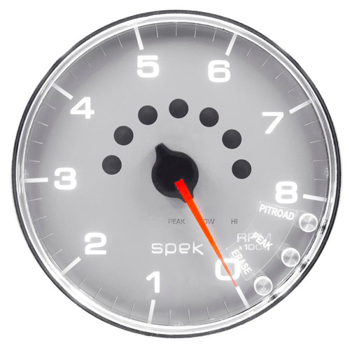 GAUGE TACHOMETER 5IN 8K RPM W/SHIFT LIGHT & PEAK MEM SILVER/CHROME SPEKPR P23821 - ATYG-P23821