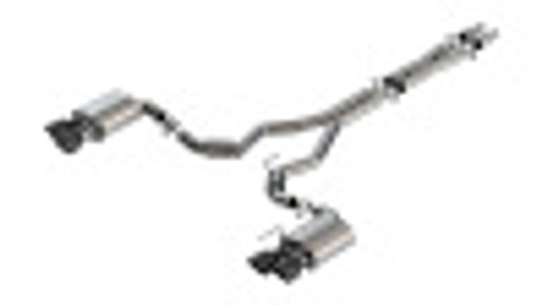 MUSTANG DARK HORSE 5.0L W/ACTIVE EXHAUST CATBACK STYPE EXHAUST SYSTEM W/BLACK CHROME TIPS 140964BC - BAFU-140964BC