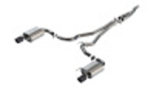 24C MUSTANG ECOBOOST W/NONACTIVE EXH CATBACK STYPE EXHAUST SYSTEM W/CF BLACK ANODIZED TIPS 140979CFBA - BAFU-140979CFBA