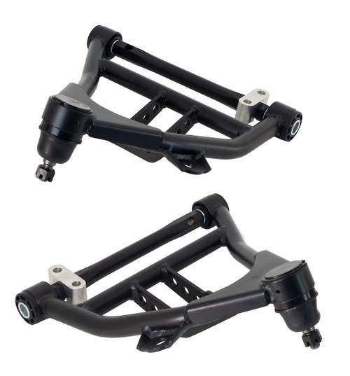 Front Lower Strongarms For 1958-1964 Impala For Use W/ Coil-Over/Shockwave Pair Of Tubular Control Arms W/ Ball Joints Cross Shafts And Delrin Bushings Powder Coated Satin Black Ridetech 11052899 - RLTP-11052899