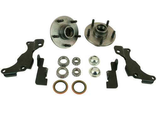 Front Stock Brake Retention Kit For 1963-1982 Corvette For Use W/ Stock Brakes And Ridetech Truturn System Hubs Bearings Seals Caliper Brackets And Steering Stop Brackets Ridetech 11529595 - RLTP-11529595