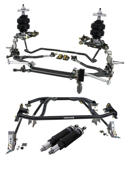 TQ Air Suspension System For 1961-1965 Falcon Front And Rear TQ Shockwaves Front Truturn System Rear 4-Link And Front Sway Bar 4-Link Setup Is Weld On Bar Mounts For 3 Inch Axle Tube Ridetech 12280398 - RLTP-12280398