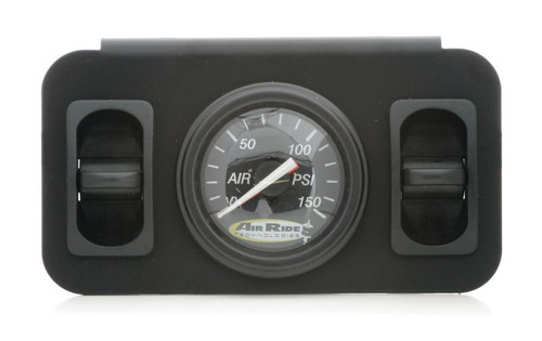 2-Way Pneumatic Analog Control Panel For Air Suspension 1 Dual Needle Black Face Gauge 2 Pneumatic Toggle Switches And A Black Steel Panel Ridetech 31192000 - RLTP-31192000
