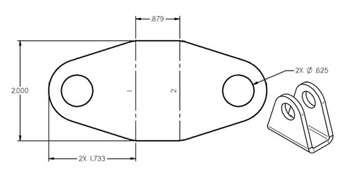 4-Link Rod End Bracket .875 Inch Wide For 3/4 x 5/8 Inch Heim Ridetech 90000076 - RLTP-90000076