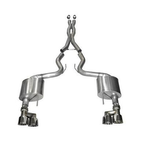 3.0 Inch Cat-Back Xtreme Dual Exhaust 4.0 Inch Polished Tips 15-Present Ford Mustang GT Fastback (No Valves) 5.0L V8 Stainless Steel Corsa Performance 14335 - CDRC-14335