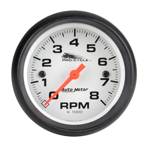 GAUGE TACH 2 5/8IN 8K RPM 2&4 CYLINDER WHITE PROCYCLE 19325 - ATYG-19325