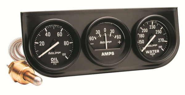 2IN 3 GAUGE CONSOLE OIL/ AMP/WATER MECH BLACK 2393 - ATYG-2393
