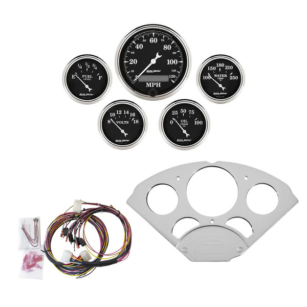 DIRECT FIT DASH KIT, CHEVY CAR 55-56, MPH/FUEL/OILP/WTMP/BAT, OTB 7033-OTB - ATYG-7033-OTB