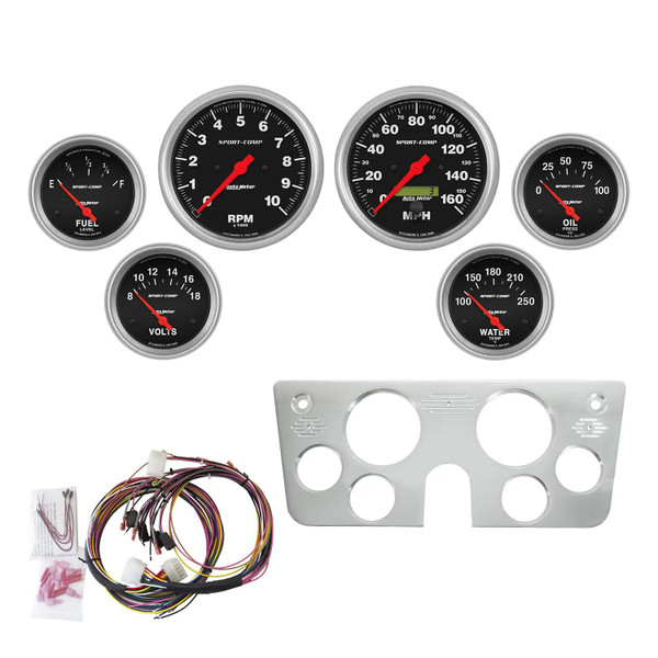 GAUGE KIT6 PCCHEVY TRUCK 6772TACH/MPH/FUEL/OILP/WTMP/VOLTSPORTCOMP 7045-SC - ATYG-7045-SC