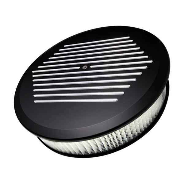 Air Cleaner 14in Round Ball Milled Black BLK15820 - BQLS-BLK15820