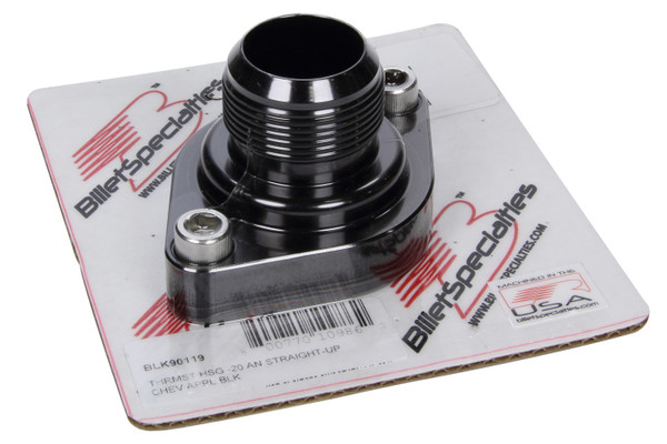 Thermostat Housing -20AN Straight Up Chevy Black BLK90119 - BQLS-BLK90119