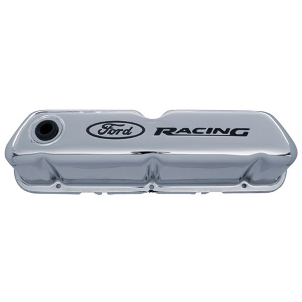 Chrome Steel Valve Cover Set w/Ford Racing Logo 302-071 - FGIJ-302-071