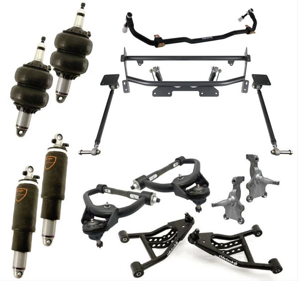 TQ Air Suspension System For 1973-1974 Nova Front And Rear TQ Shockwaves Upper And Lower Strongarms Tall Spindles Bolt-On 4-Link And Front Sway Bar Ridetech 11260397 - RLTP-11260397
