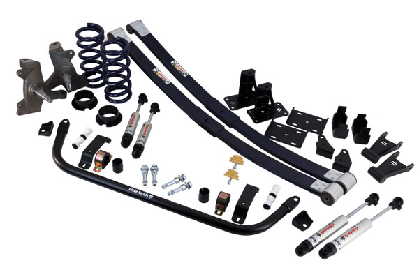 Streetgrip Suspension System For 1973-1987 C10 W/ Big Block No Bushings Front Coil Springs And Cups Composite Leaf Springs Drop Spindles Front Sway Bar Leaf Spring Delrin Bushings W/ Shackle Kit/Frame Mount And HQ Shocks Ridetech 11365112
