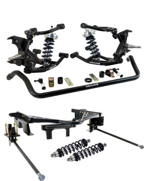 TQ Coil-Over System For 1988-1998 C1500 2WD Light Duty Front And Rear HQ Coil-Over Upper And Lower Strongarms Rear Wishbone System Light Duty 2 Inch Drop Spindles And Front Sway Bar Ridetech 11370302 - RLTP-11370302