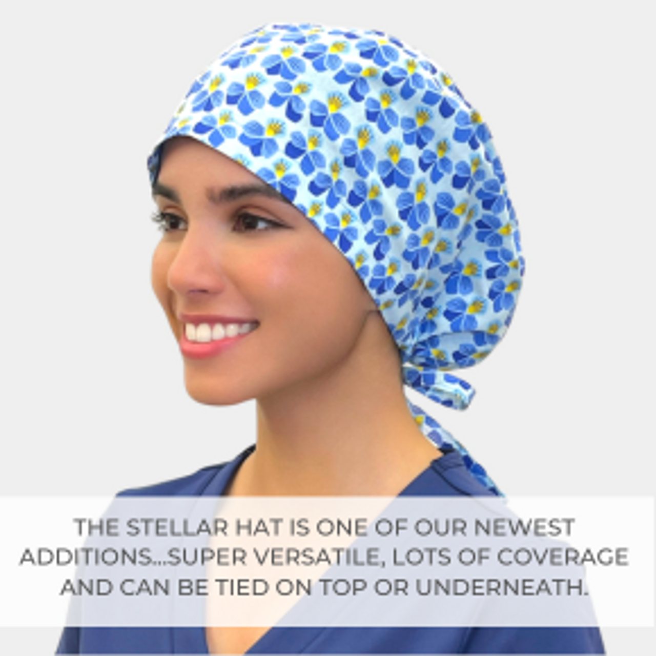 Women's St. Louis Blues Squares Pixie Surgical Scrub Hat, Fold Up Brim,  Adjustable, Handmade