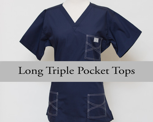 2XL Long Navy Classic Shelby Triple Pocket Top