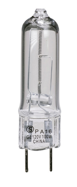 Satco | S3543 | 100W Halogen T4 Clear 2000H 1700L Bi Pin G8 120V Carded