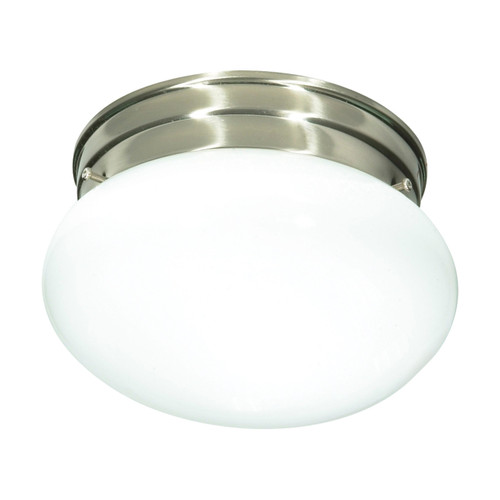 Satco | SF76-601 | 1 Light 8" Flush Small White Mushroom Brushed Nickel