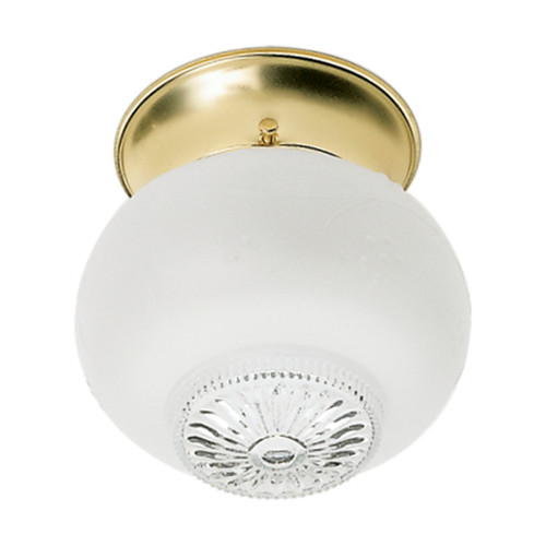 Satco | SF77-122 | 1 Light 6" Ceiling Fixture Clear Bottom Squat Ball Polished Brass