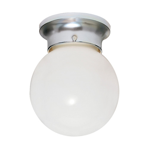 Satco | SF77-110 | 1 Light 6" Ceiling Fixture White Ball Polished Brass Finish