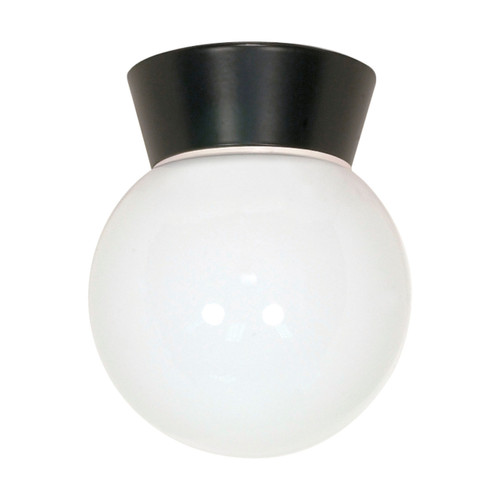 Satco | SF77-157 | 1 Light Utility Ceiling Mount 8" White Glass Black Finish
