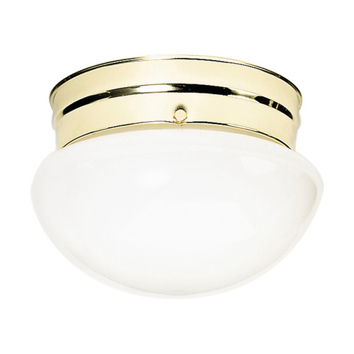 Satco | SF77-061 | 2 Light 10" Flush Mount Medium White Mushroom Polished Brass
