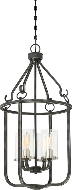 Satco | 60-6127 | 4-Light Sherwood Caged Pendant Iron Black
