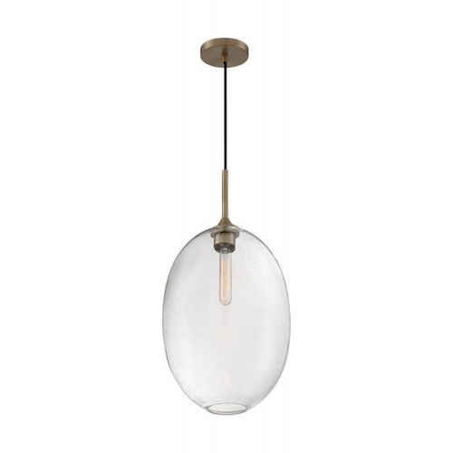 Satco 60-7018 | Aria; 1 Light; Large Pendant Fixture; Burnished Brass Finish with Clear Seeded Glass